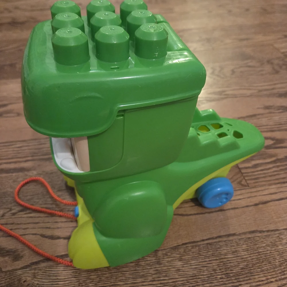 Mega Bloks - Green Dinosaur Blocks Storage - Pull Toy for Toddlers